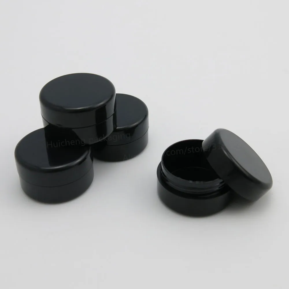 

100 x 5G Portable Full Black Empty Plastic Cosmetic Jar 5cc Small Sample Makeup Sub-bottling nail powder case