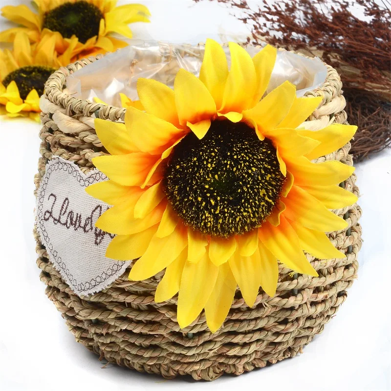 5/20pcs 14cm Silk Artificial Sunflower Flower Heads For Wedding Decoration DIY Wreath Gift Box Scrapbooking Craft Fake Flowers