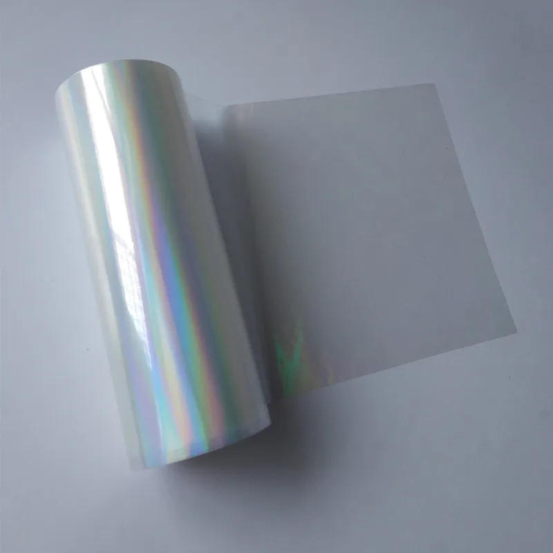 Holographic foil hot stamping foil press on paper or plastic transparent plain rainbows hot foil