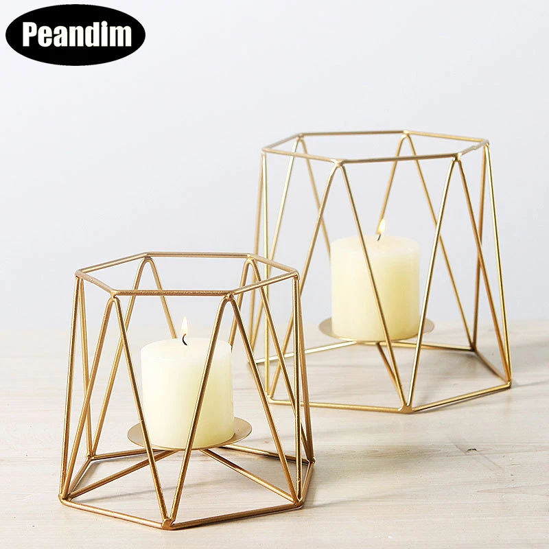 PEANDIM Geometric Candle Holder Nordic Minimalist Style Tealight Candlestick Pill Holder Ornaments For Home Wedding Decorations