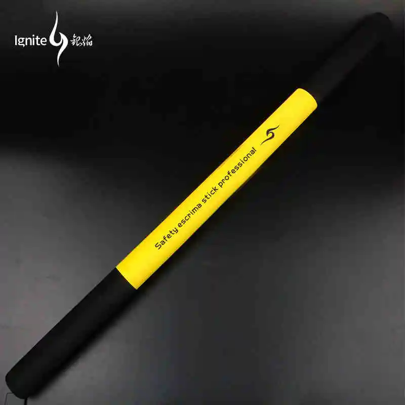 Ignite-Short Straight Sponge Stick, Safe Martial Arts, Short Stick, Yellow, Black, Foam Wand, 60cm