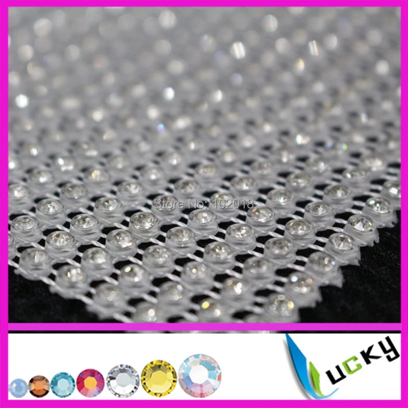 Free shipping! 5 yards transparent plastic base 24 rows rhinestone trimming with high quality clear strass crystal mesh chains