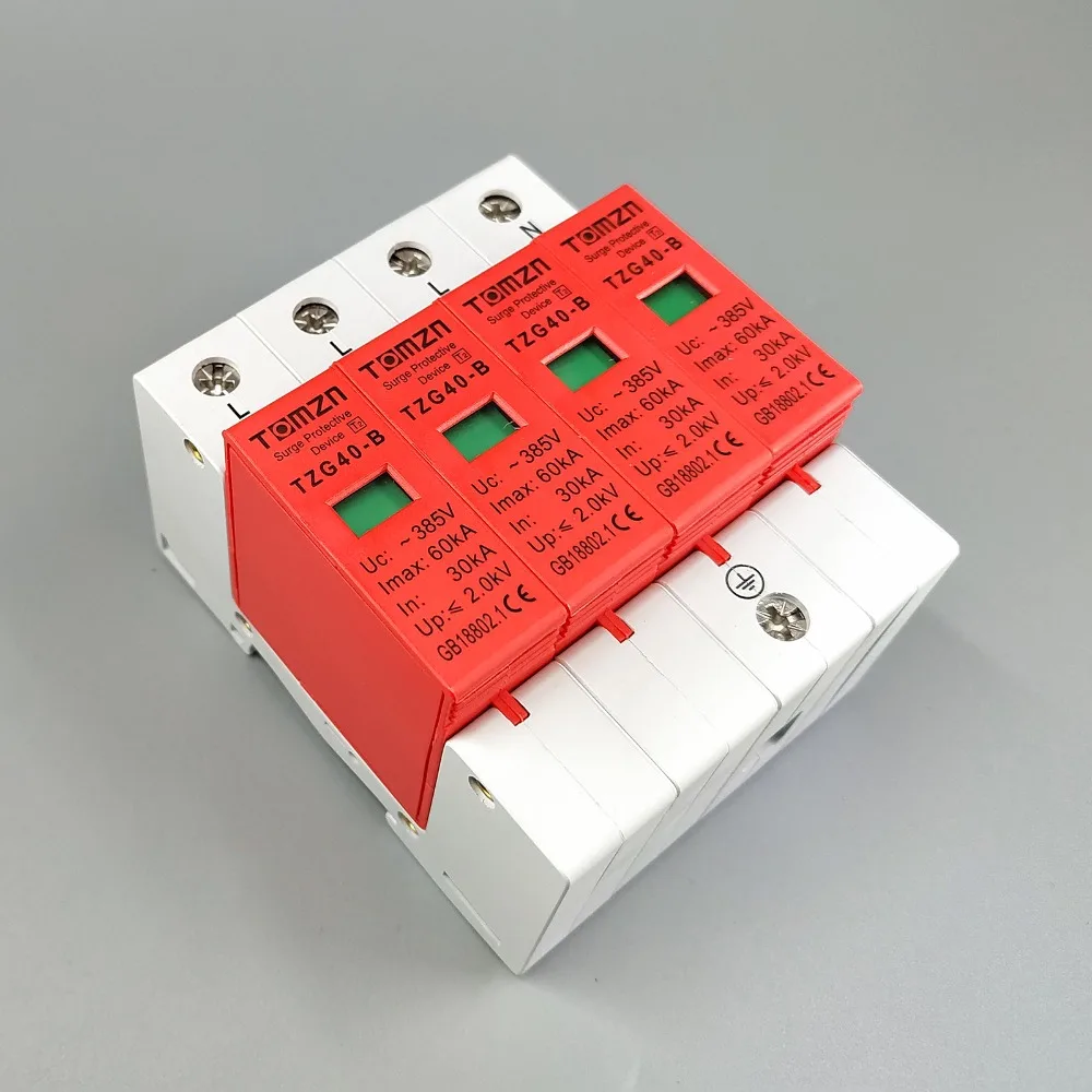 AC SPD 3P+N 30KA~60KA B ~385V  House Surge Protector Protective Low-voltage  Arrester Device