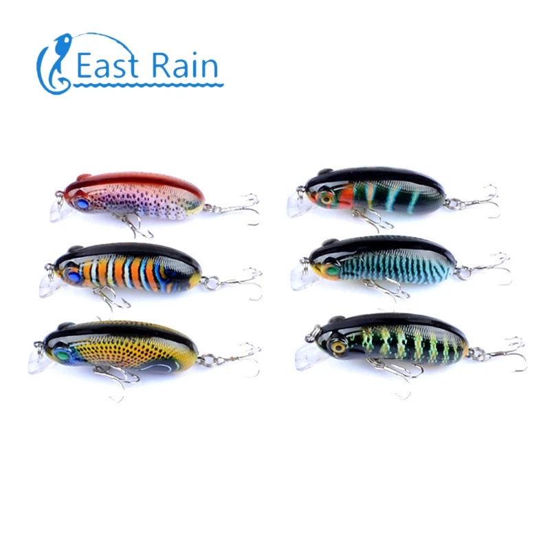 East Rain 6cm 9.7g 6pcs Painted Suspension Bait Freshwater Saltwater Fishing Lure SP Minnow Artificial Hard Bait