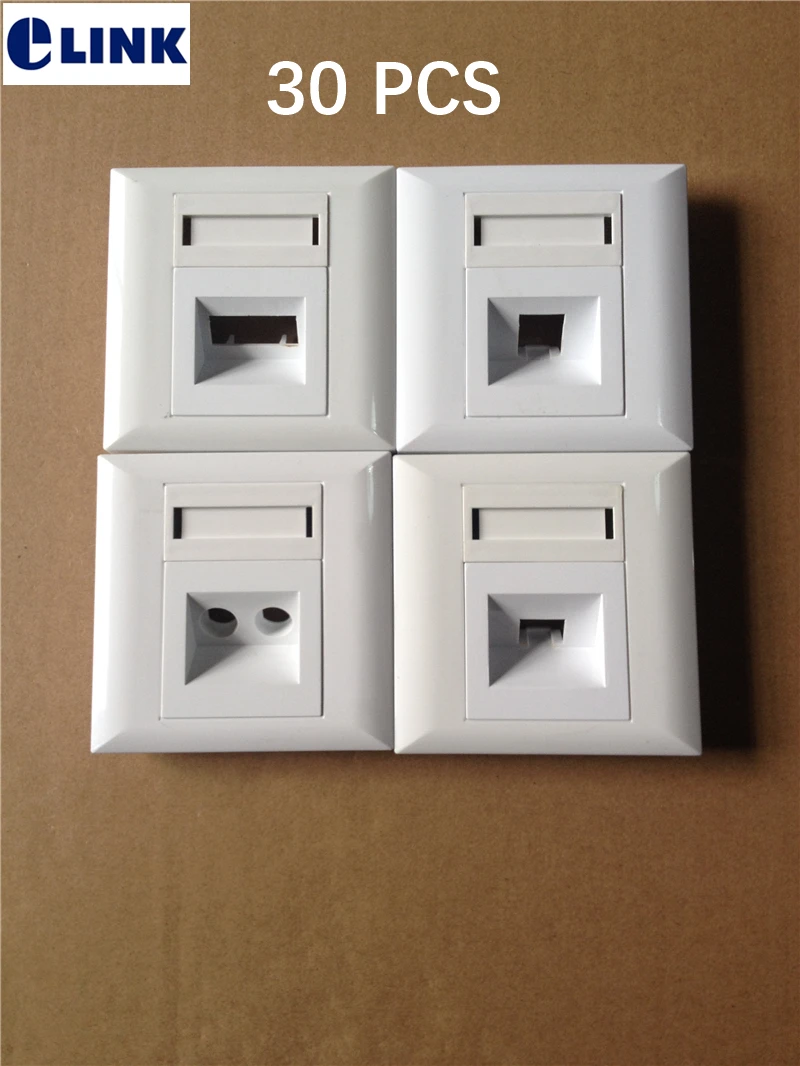 LC SC faceplate without adapter SM MM ftth SX DX white color ABS Wall outlet 2 core 1core fiber optical face plate 86 30PCS