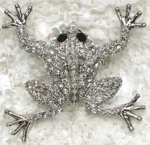 60pcs/lot Mixed Color (Can Notes Color) Wholesale Fashion brooch Rhinestone Frog Pin brooches Accessories C101043