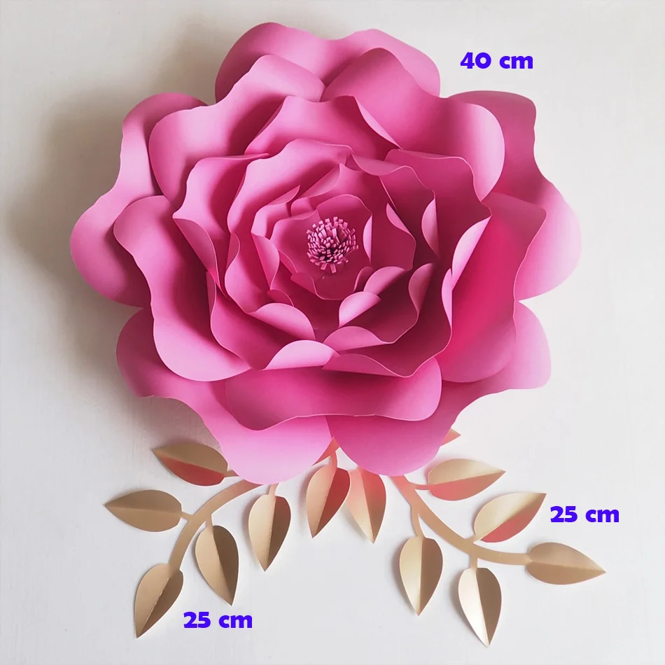 

Artificial Flowers 40CM + Leaves 25CM Fleurs Artificielles Backdrop DIY Giant Paper Flowers Leaves Wedding Decor Baby Shower
