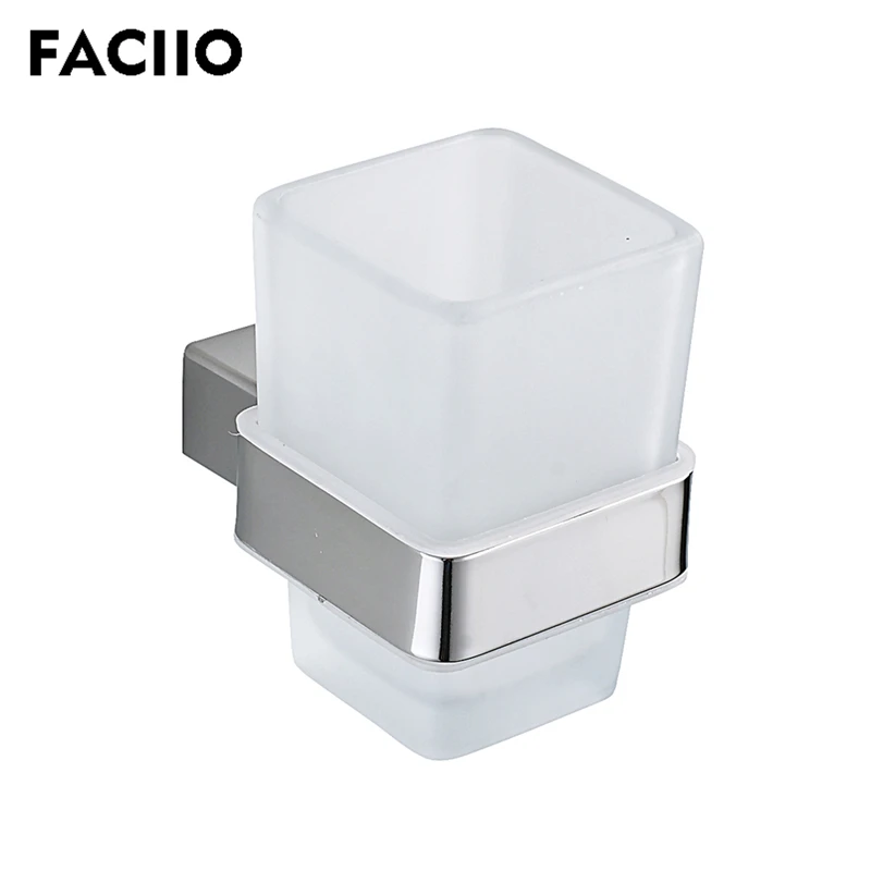 

FACIIO Bathroom Toothbrush Cup Holder with Glass Cup Wall Mounted Tooth Tumbler Holders Metal Holders Bathroom Accessories 5458