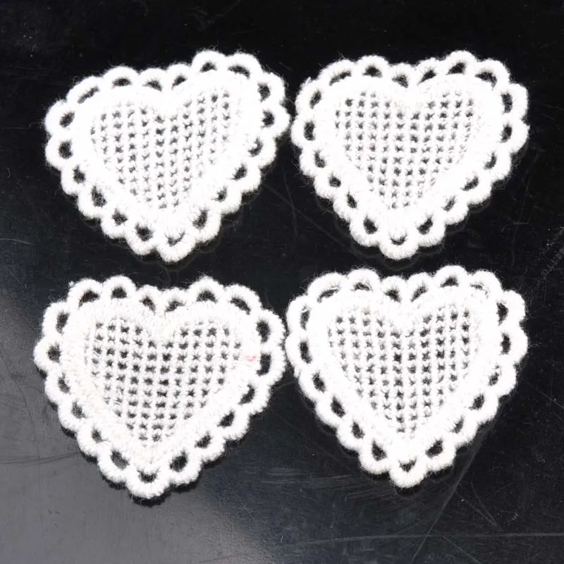 20pcs/lot Cotton Heart Lace Applique Trim For Garment Accessories Decoration Sew On Guipure Lace Fabric CP1555