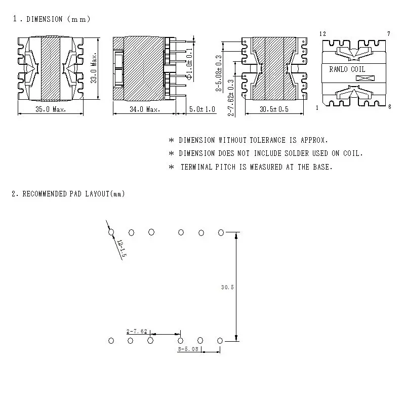 2-5pcs PQ3230 Vertical 6+6 Choke 51T:51T 415uH SMPS Transformer Xformer