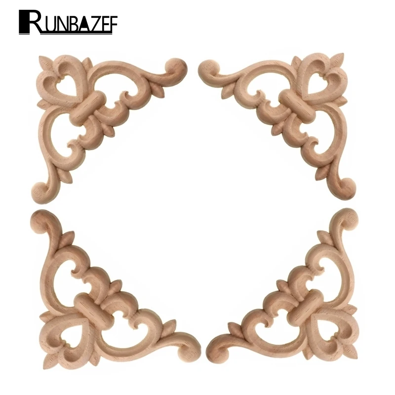 RUNBAZEF Home Furnishing Decoration Door Cabinet Bed Decorative Decals Wood Floral Applique Miniature Funko Pop Figurine Craft