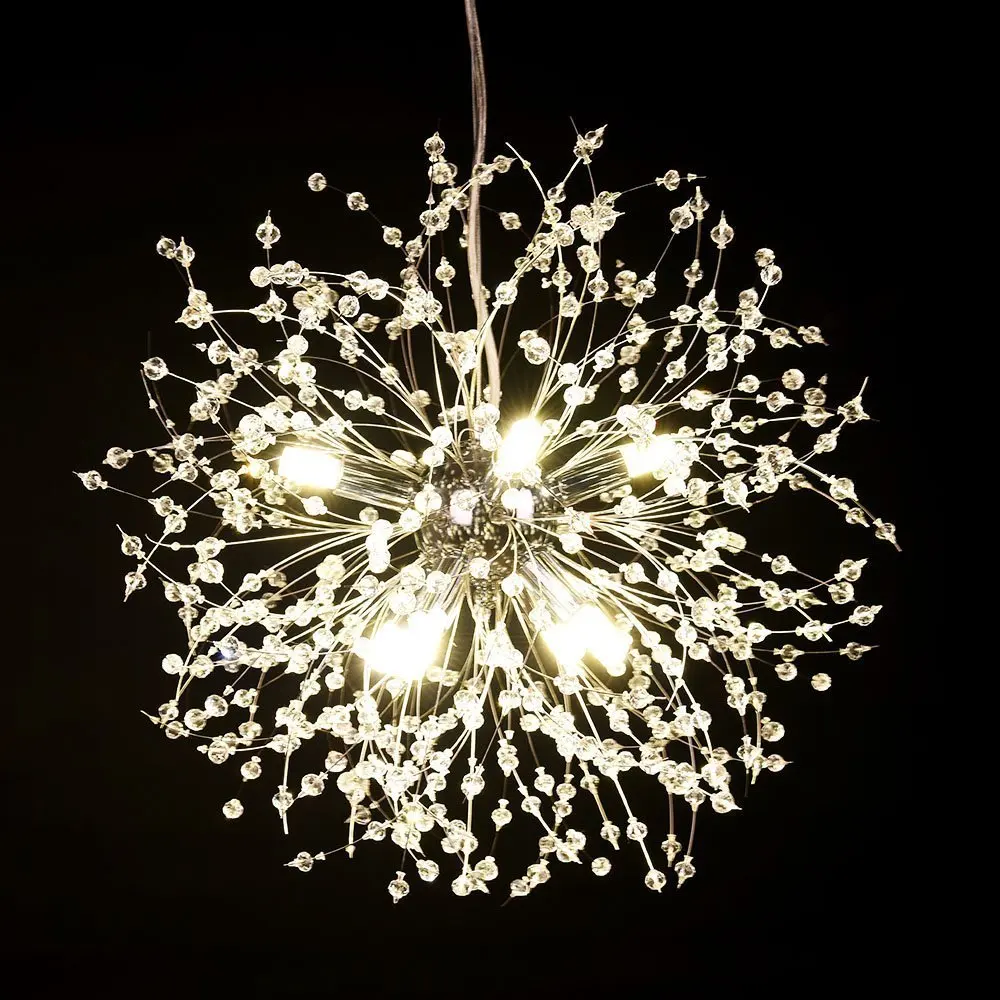 Modern Creative Dandelion pendant lights Fireworks crystal Hang Light for Living Room Cafe shop Dining Room LED Lighting Fixture