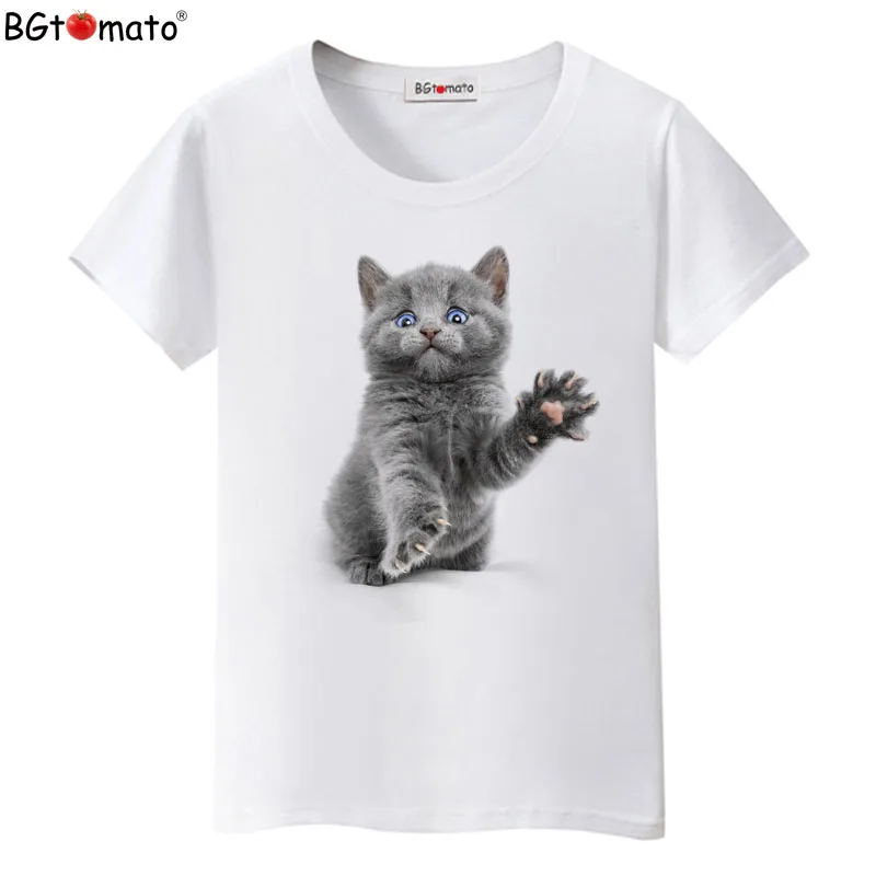 

BGtomato T shirt Lovely beautiful cute cat top tees Short sleeve casual t shirt women brand kawaii tshirt