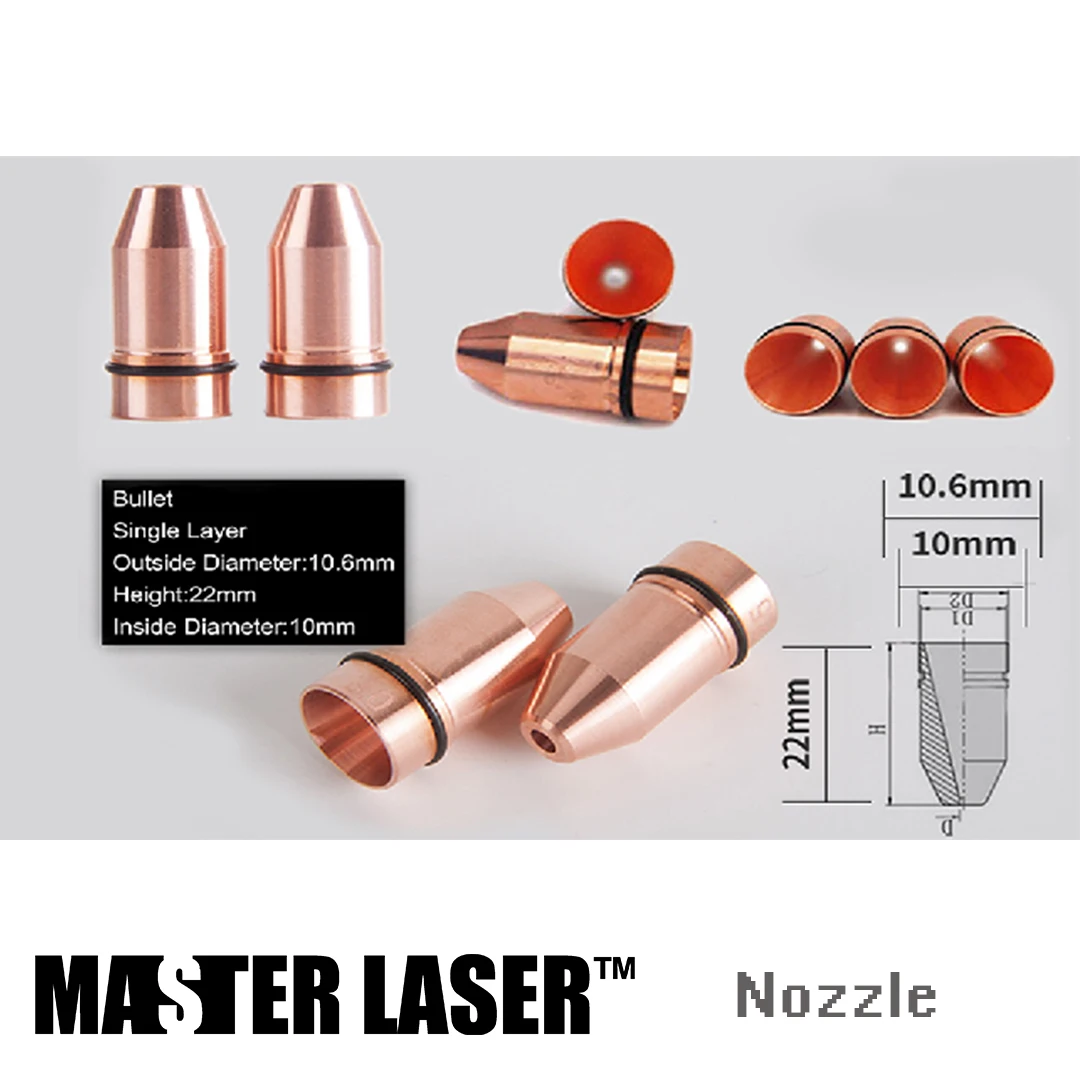 Bullet Laser Head Nozzle Cincinnati Single Layer  1.0 1.2  1.5 1.8 2.0 2.5 3 3.5 4.0 for Fiber Cutting Machine High Power