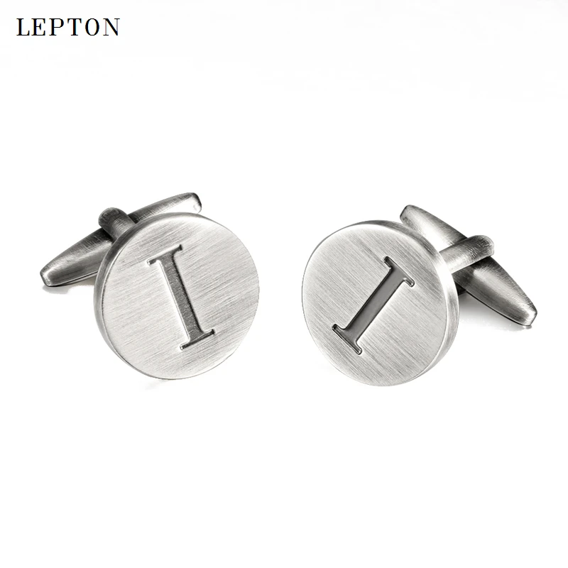 

Hot Sale Letters I of an alphabet Cufflinks For Mens Antique Silver plated Round Letters I cuff links Men shirt cuffs Cufflinks