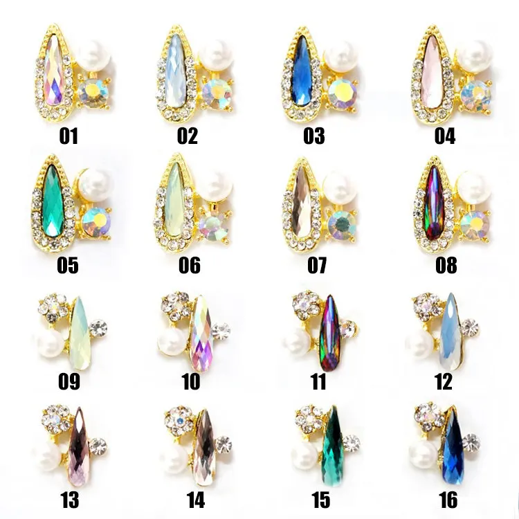 10 pcs latest fashion nail art alloy jewelry long teardrop rhinestone jewelry bridal jewelry nail art decoration nail supplies