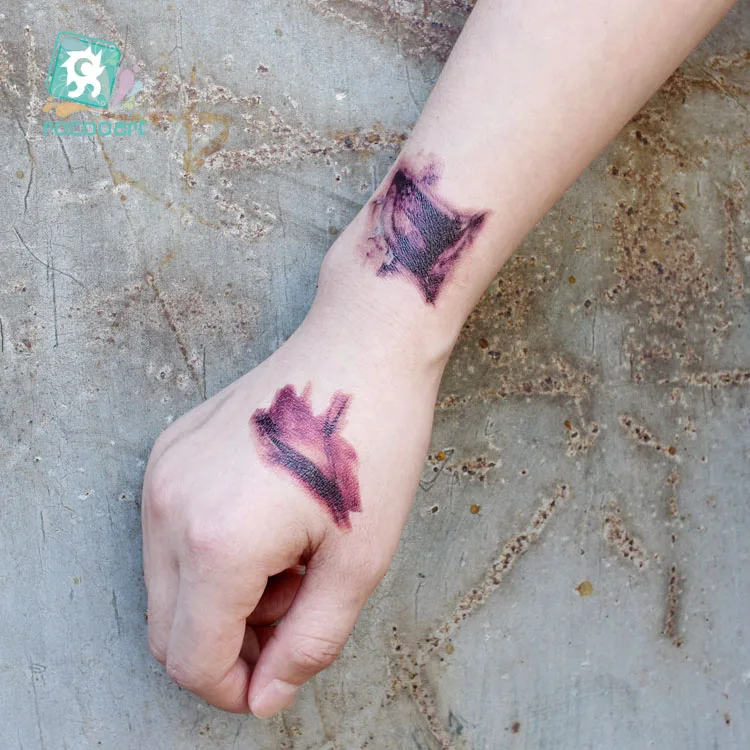 Rocooart Fashion 2019 Temporary Tattoo Sticker Halloween Terror Wound Realistic Blood Injury Scar Tattoo Sticker