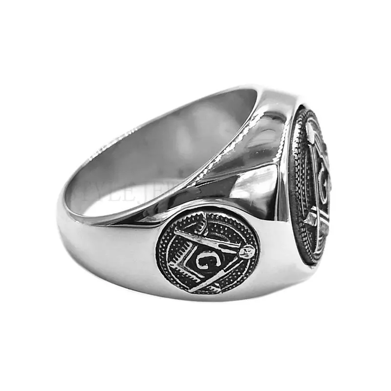 Classic Masonic Ring Stainless Steel Freemasonry Compass Masonic Motor Biker Ring Mens Women Ring Wholesale 831B