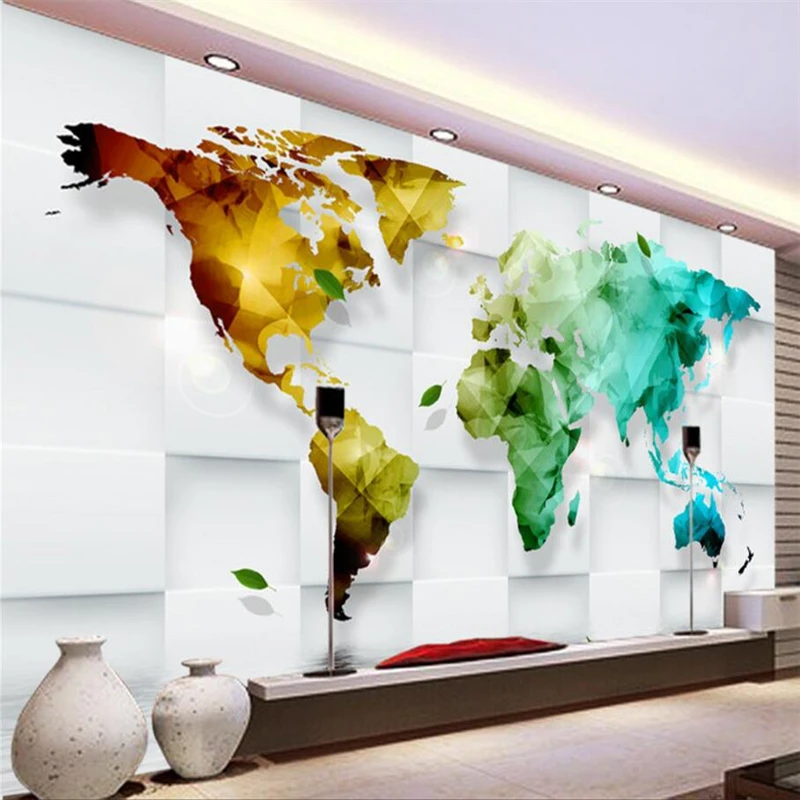 

wellyu papier peint wallpaper for walls 3 d Custom wallpaper 3D Colorful World Map TV Background Wall 3d wallpapers