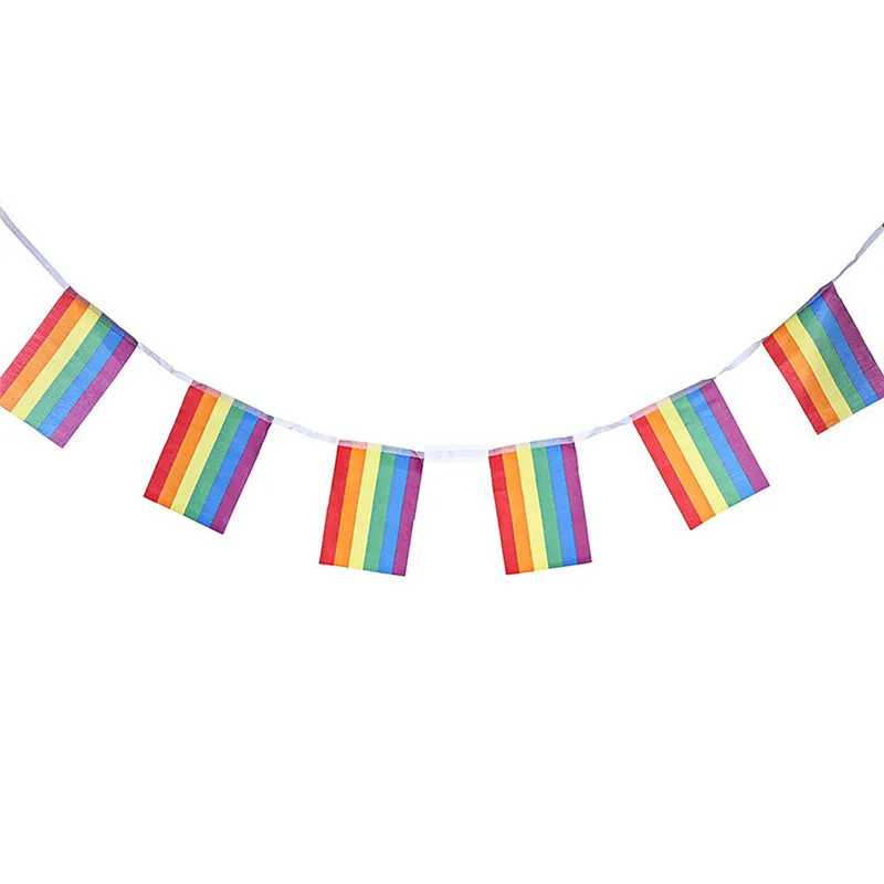 5M 20pieces/set 14cmx21cm Rainbow String flag Colorful Rainbow Peace Flags Banner LGBT Pride LGBT Flag Lesbian Gay Right Parade