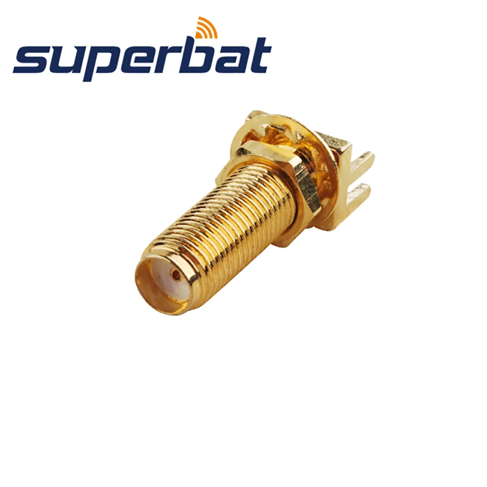 Superbat 10 قطعة SMA نهاية إطلاق أنثى PCB جبل شفة واسعة.062 ''(1.57 مللي متر) RF موصل محوري