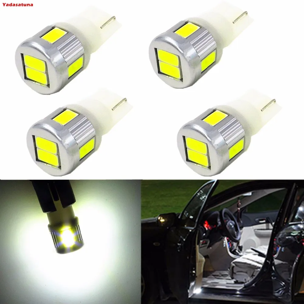 

4x5630 SMD T10 Клин 194 168 2825 W5W янтарь/Белый светодиодный лампы для номерного знака автомобиля Interio Карта Купол Боковой габаритный фонарь, любезно брюки карго светильник