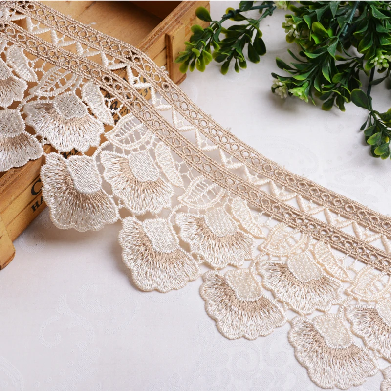 

13M/Lot 10.5cm Wide Leaves Water Soluble Curtain Lace Trims Ribbon Skirt Sofa Cushion Decor Curtain Accessories DIY Sewing