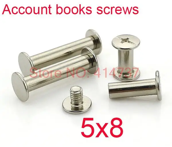 100pcs/lot  5*8mm Nickel plating Book screws/Picture books screws rivets/Album butt screw snap rivet