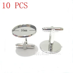 10 PCS Cufflink Base Wholesale: 16mm Stainless Steel Cufflink Base, Suitable for DIY Jewelry Making, Handmade Boyfriend Gifts
