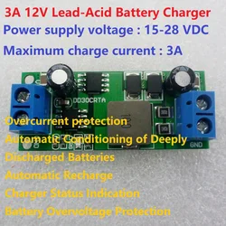 1-1000AH 3A 12V Lead-Acid Battery Charger Input 15-28V Over-Charge 14.8V Float-Charge 13.55V For UPS Car Solar Energy Charging