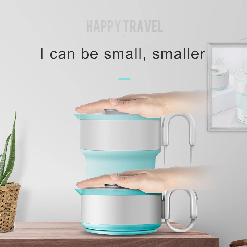 220V Portable Electric Kettle Folding Travel Silicone Kettle Camping Water Boiler Tea Kettle Home Automatic Power Off Kettle