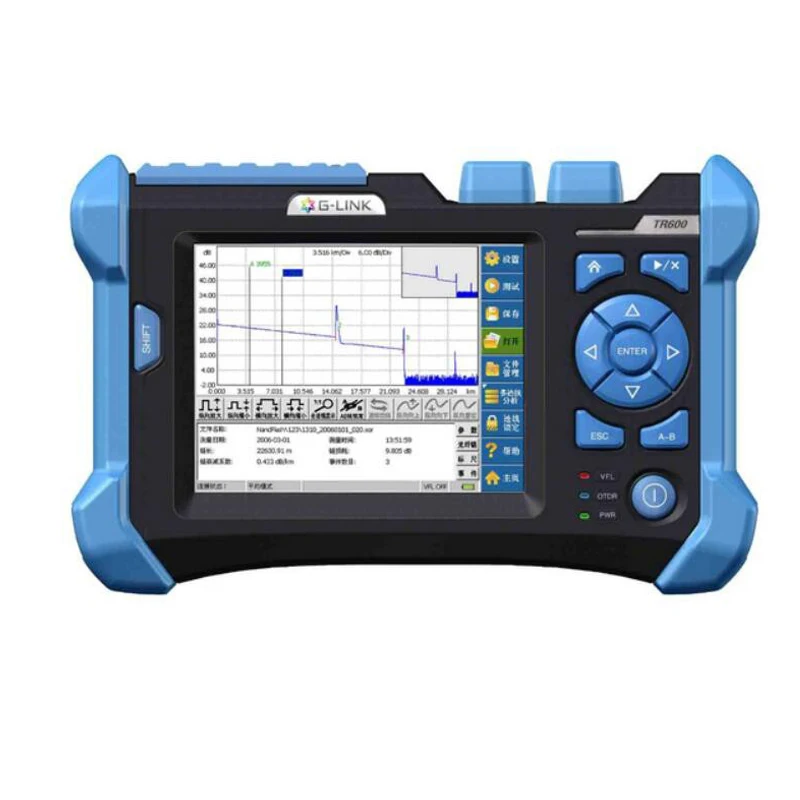 OTDR TR600 SM 1310/1550/1625nm Optical Time Domain Reflectometer Integrated VFL 32/30/28dB 120KM  With 6.5 inch Touch Screen