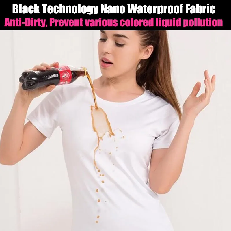 5-level Waterproof Women Anti-Dirty T Shirt Hydrophobic Stainproof Antifouling Quick Dry Top Girl\'s Short Sleeve Magic T-Shirt