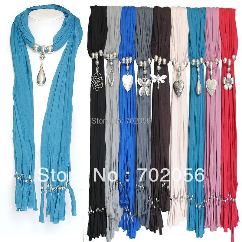 

HOT Scarf jewelry Pendant necklace Fashion womens Soft scarves Jewellery Mix design 20pcs/lot #2893