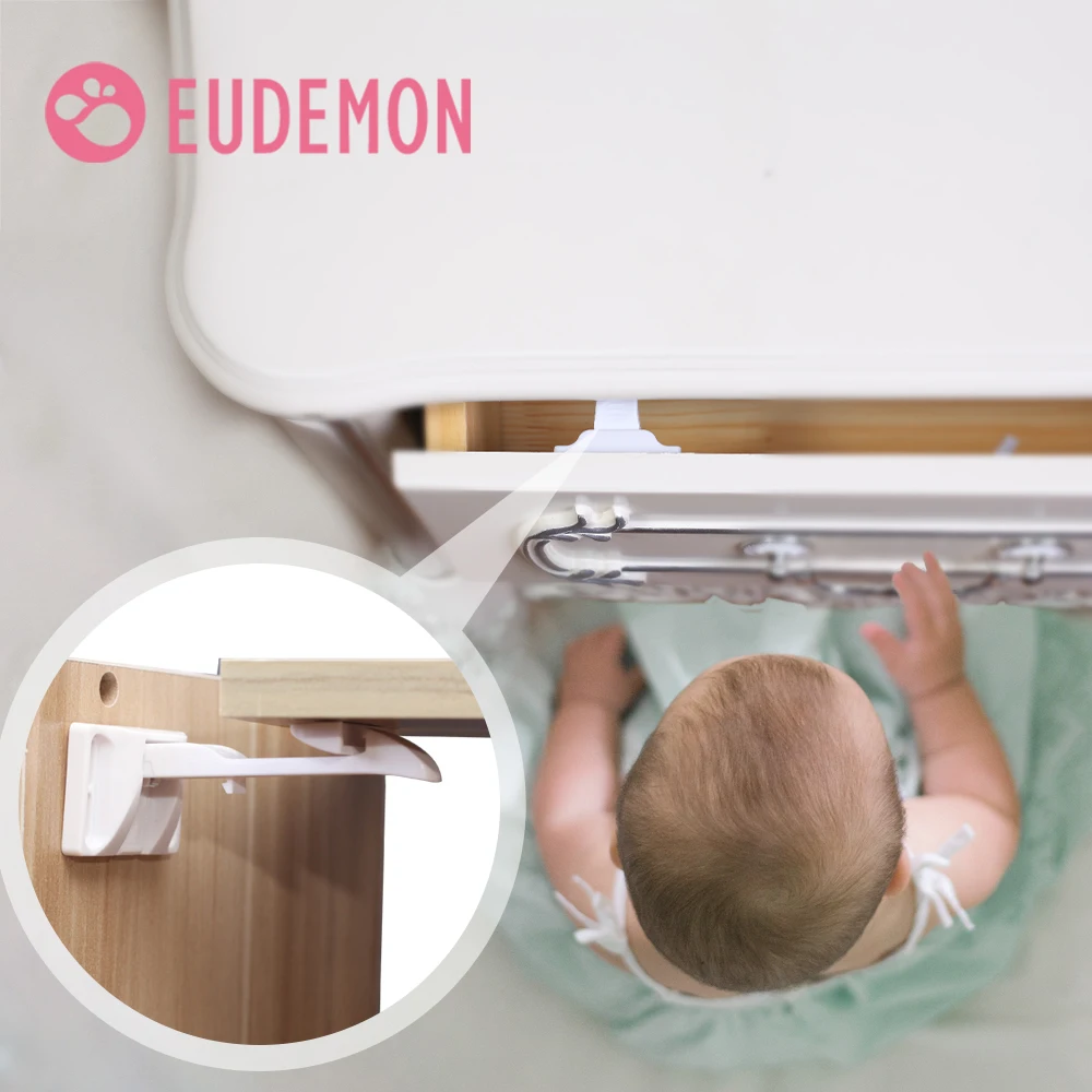 EUDEMON 2pcs Baby Security Cabinet Door Lock For Kids Safety Children Protection Drawer Blocker Toddler Invisible Closet Locker