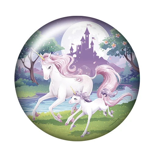 DB0461 New Unicorn Horse 10pcs Round 18mm snap buttons photo glass cabochon for snap jewelry bracelets necklace wholesale