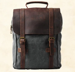 Vintage Fashion Backpack Leather military Canvas backpack Men backpack women school backpack school bag bagpack rucksack mochila