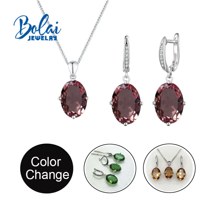 Bolai jewelry,Color Change zultanite Jewelry set 925 sterlings silver fine jewelry created gemstone for girl nice birthday gift