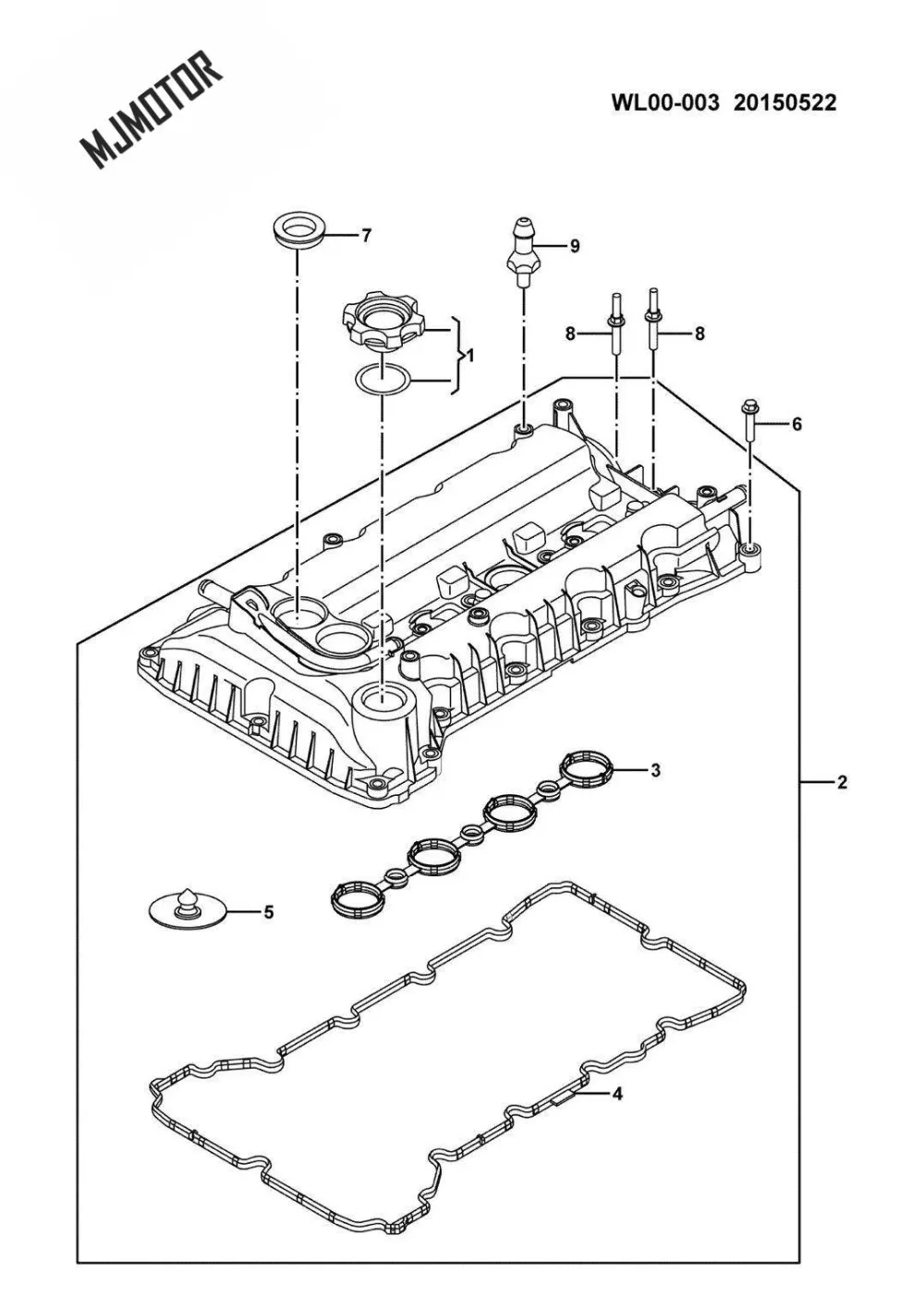 1pcs camshaft Valve Cover assy.  for Chinese SAIC ROEWE 350 MG5 1.5L engine Auto car motor parts