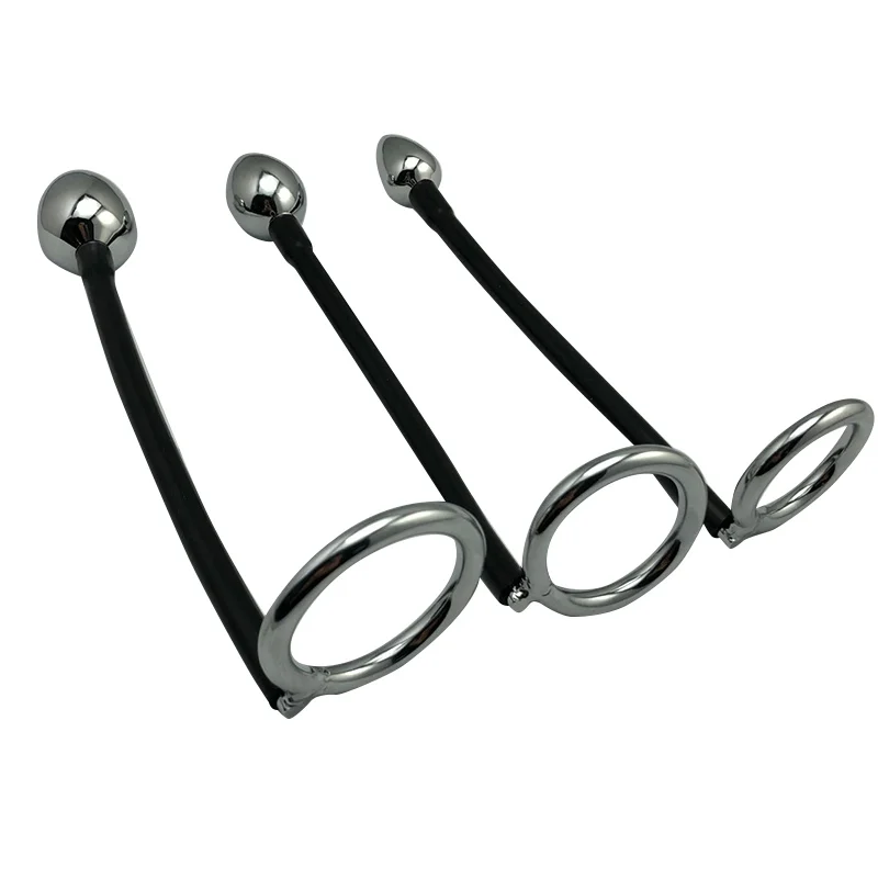 Male metal Anal hook butt Plug with penis stainless steel Cock Ring Massager ball Prostate Stimulation erection Sex Toys