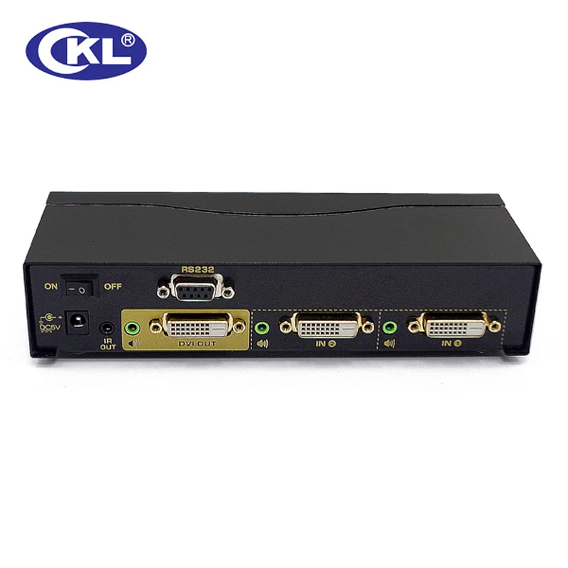 CKL-21D 2x1 2 Porte DVI Interruttore Splitter Box 2in 1out. 3D 1080 P per PC Monitor colpa del Telecomando IR, Controllo RS232