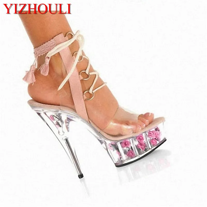 

15cm dazzling sequins sexy sandals during temptation pole dancing appeal fashion temperament high heel sandals