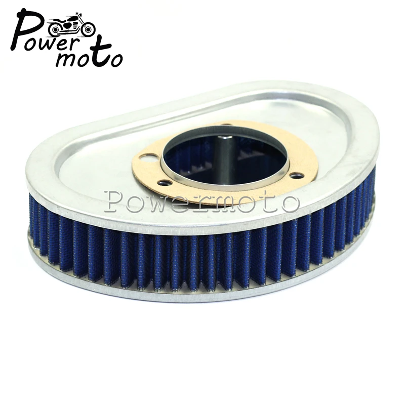 Blue Motorcycle High-Flow Air Filter Air Cleaner For Harley Dyna Fat Bob Super Street Glide Custom FXD FLD FXDB FXDC 2008-2015