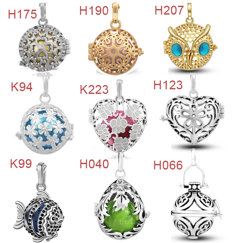 Eudora Copper 16mm Locket Cage 8 style Pendant fit Angel Caller 16mm Chime Ball For Women Jewelry Assessories