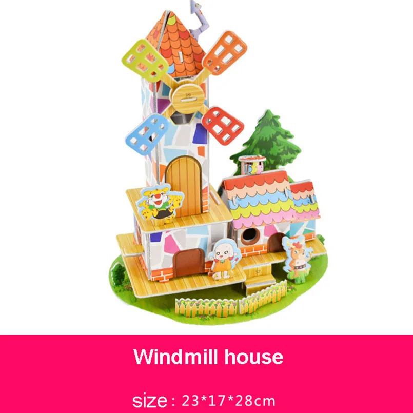 Meisjes Speelgoed 3D DIY Slaapkamer Papier Poppenhuis Puzzel Kinderen Miniatuur Roze Zoete Jigsaw Handgemaakte Poppen Huis Speelgoed Voor Kinderen