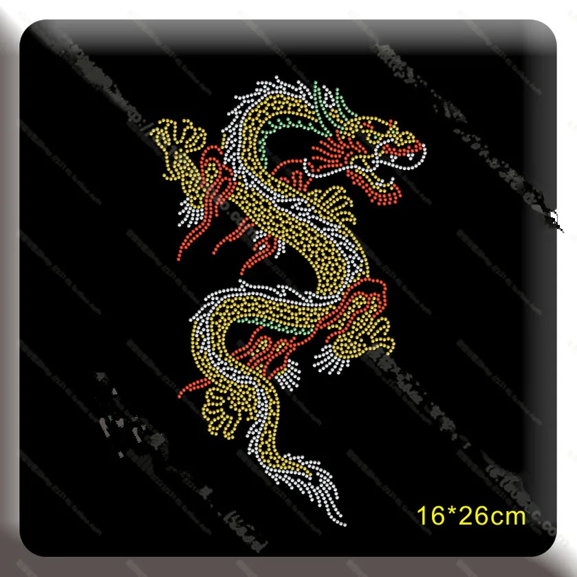 

CHinese Dragon sticker Hot fix rhinstonne motif iron on crystal transfers design iron on clothes dress