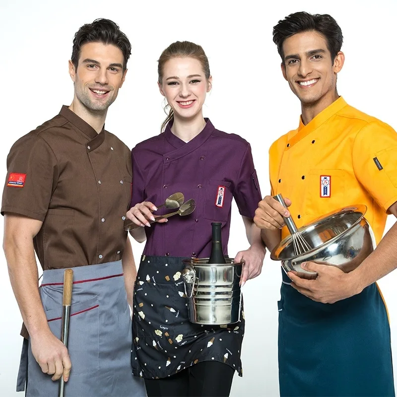 High Quality Chef Uniforms Clothing Short Sleeve Men and Women Food Services Cooking Clothes Uniform Chef Jackets B-6599