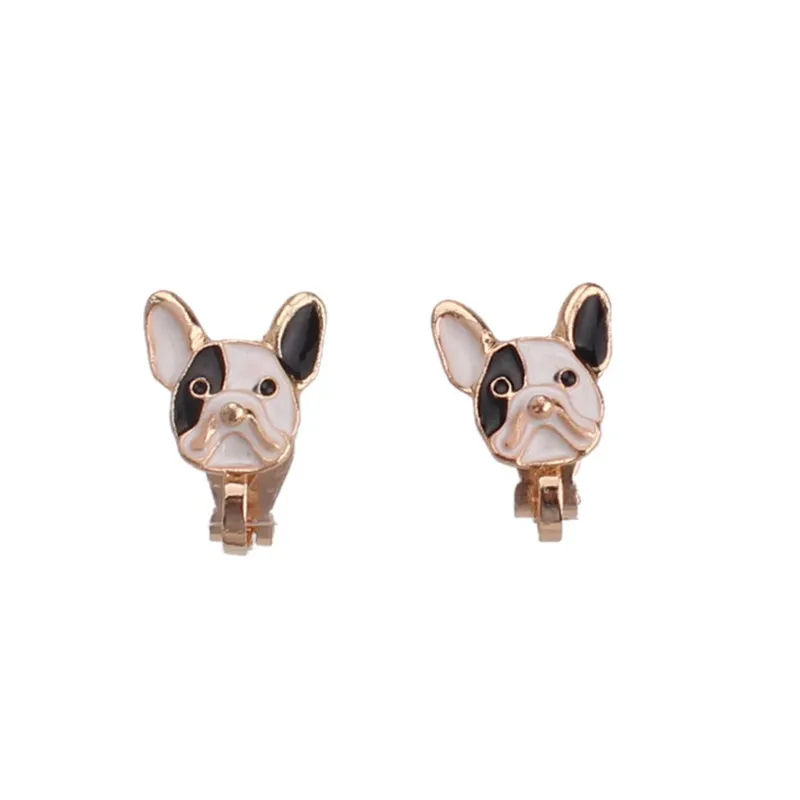 2018 New Arrival Enamel Small Dog Clip on Earrings No Pierced for Girl Fashion Luxury Cushion Earrings Charm Jewelry Accessories