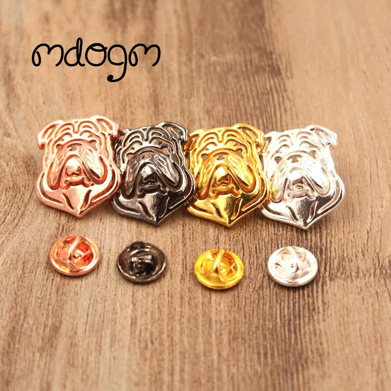 Mdogm English Bulldog Brooches And Pins  Suit Cute Funny Metal Small Collar Badges Gift For Male Men B018