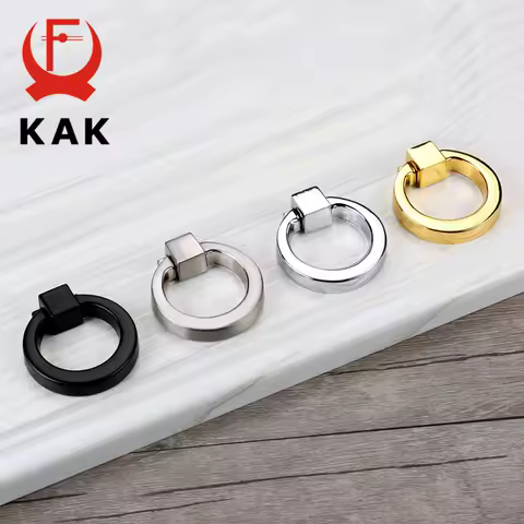 KAK 43mm Circle Handles Color Gold Silver Black Ring Zinc Alloy Door Handles Pulls Cabinet Drawer Knobs For Furniture Hardware